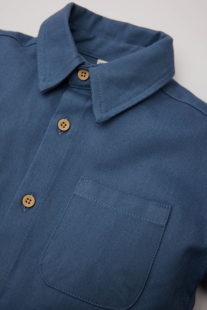 DeFacto Blue BabyBoy Baby Boy Back Printed Gabardine Long Sleeve Shirt Casual - Image 3